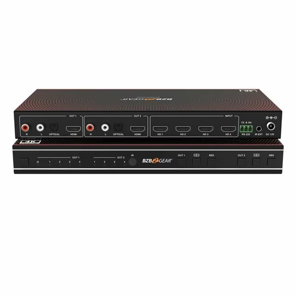 4x2 4K UHD HDMI Seamless Switcher Quad MultiViewer with Audio De-embedder, Bzbgear, Mfr#: BG-UHD-MVS42MA